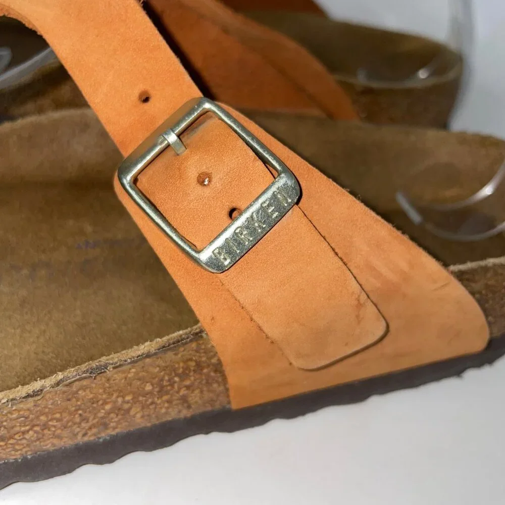 Birkenstock Gizeh Women's Leather Burnt Orange Thong Sandals Size 39 / US 8 - 8 - Picture 7 of 13